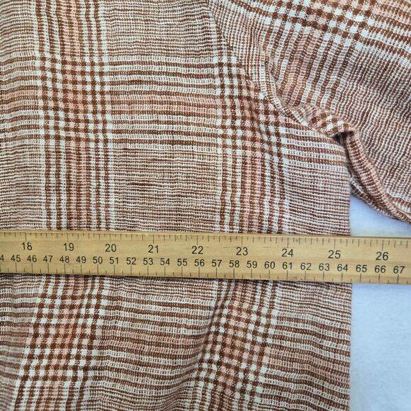 J.Jill Women Harper Henna Linen Prep Classic Boyfriend Oversized Plaid Blazer XL - Picture 11 of 12